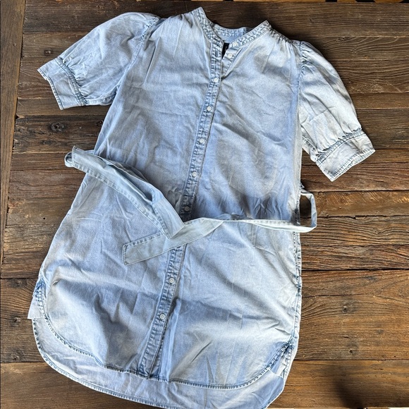 Gap chambray poof sleeved midi dress with pockets eUC size L - Picture 7 of 12